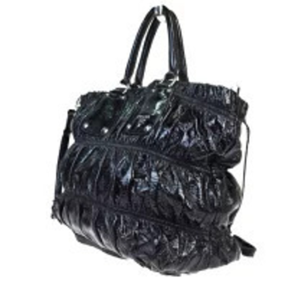 Prada Enamel Shoulder Bag Handbag Black